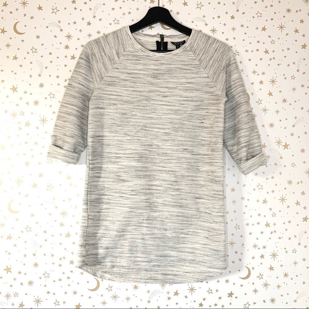 Topshop 3/4 Sleeve Raglan Sleeve Grey Tunic